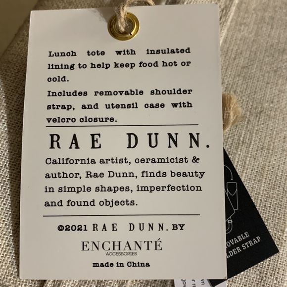 NWT Rae Dunn Lunch tote with Removable Shoulder Strap and Utensil Case - Picture 8 of 8